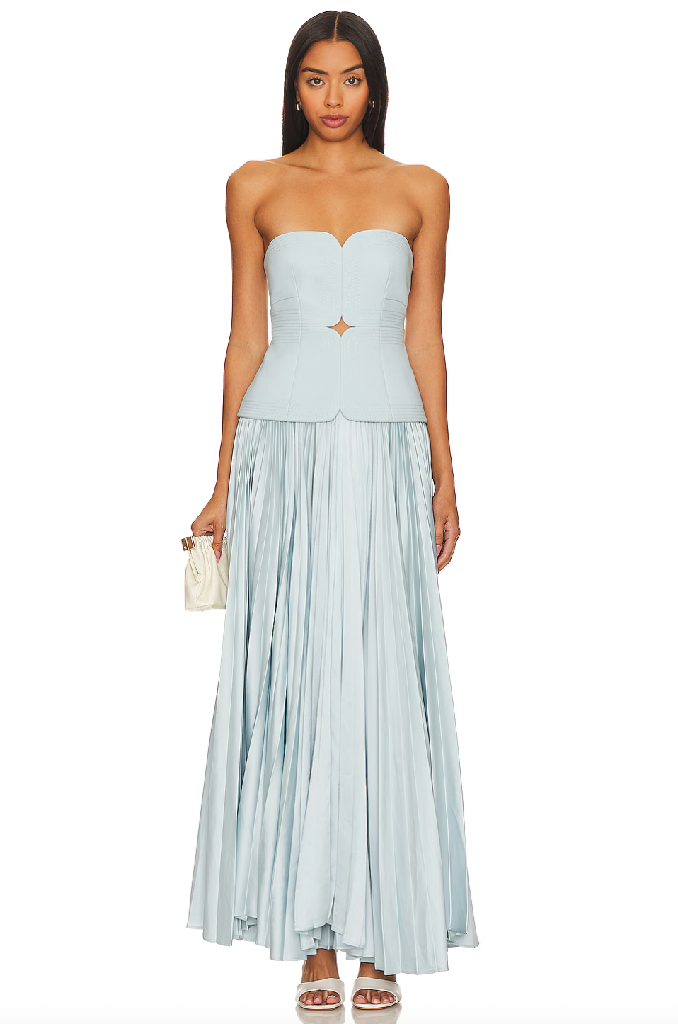 Indulge in the sophistication and elegance of Avonlea Midi Dress. This elegant blue pleated dress features a patchwork design, off-shoulder sleeves, and a slimming silhouette. Perfect for any occasion, it will make you feel confident and sexy. Embrace your femininity with this luxurious and exclusive piece.