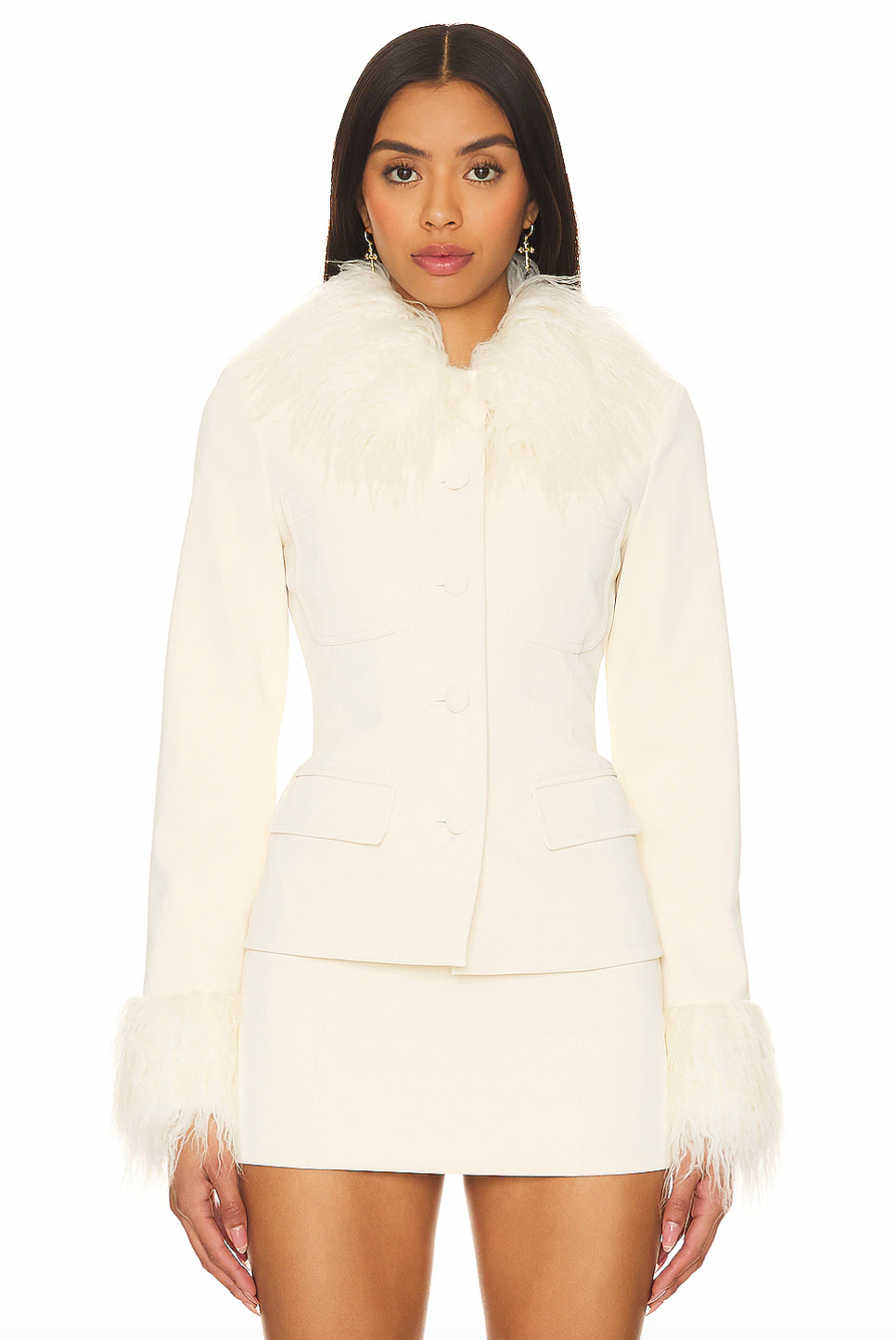 Elevate your style with the Anabella Leather Set! This chic faux leather jacket and skirt duo in off-white is the perfect addition to any fashion-forward wardrobe. Available on our renowned platform for designer apparel, this set exudes trendiness and sophistication. Stand out from the crowd with the Anabella Leather Set!