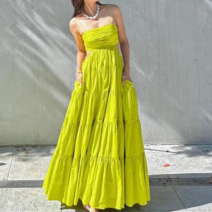 This stunning Aje Satre maxi dress is perfect for any summer occasion. Made of breathable cotton with a high waist, slash neck, and backless design, it offers both comfort and style. Dress it up or down for a versatile and chic addition to your wardrobe!