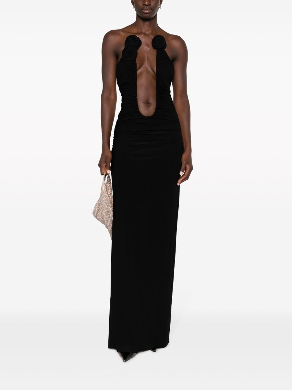 Unleash your inner vixen in the Dress Remie. This sultry maxi dress features sexy mesh and sheer panels, perfect for turning heads. The deep V neckline and cut out details add an alluring touch, while the pleated design flatters your figure. Whether it's a night out or a day at the beach, this dress from Magda Butrym will elevate your style!