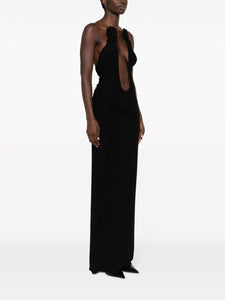 Unleash your inner vixen in the Dress Remie. This sultry maxi dress features sexy mesh and sheer panels, perfect for turning heads. The deep V neckline and cut out details add an alluring touch, while the pleated design flatters your figure. Whether it's a night out or a day at the beach, this dress from Magda Butrym will elevate your style!