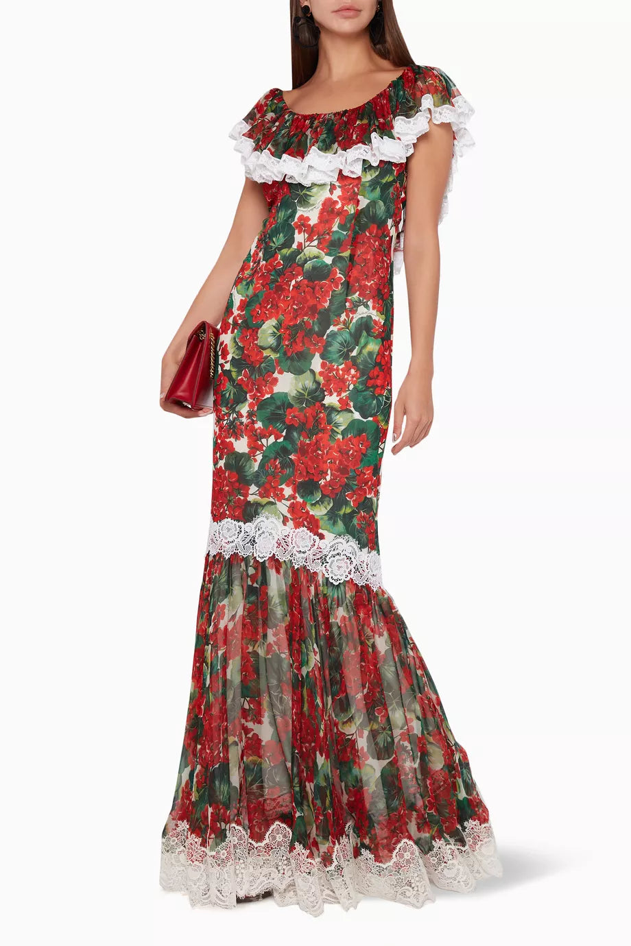 Introducing the Robe Kalissa, a stunning display of Dolce &amp; Gabbana's Portofino-print in a unique fishtail gown. With its delicate fabric and exquisite design, this gown exudes elegance and sophistication, perfect for any special occasion. Elevate your style with this luxurious piece from a renowned fashion house.