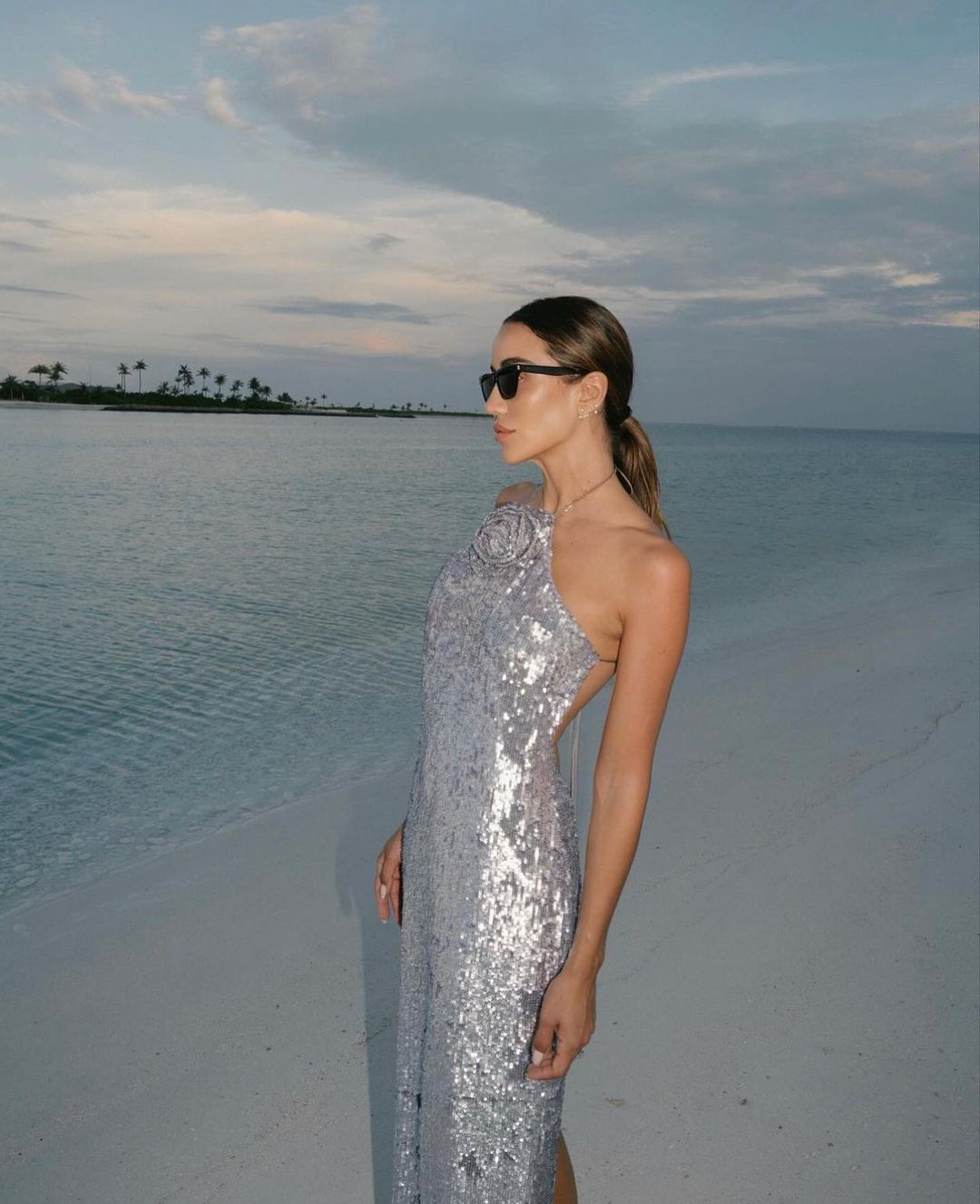 Looking to make a statement? The Magda Butrym Sequin Maxi Dress in Silver is a must-have item for your wardrobe. Its lightweight yet structured fabric creates a beautiful silhouette, while the soft and feminine color adds a touch of elegance. Perfect for any special occasion, this dress will be a timeless staple in your closet.