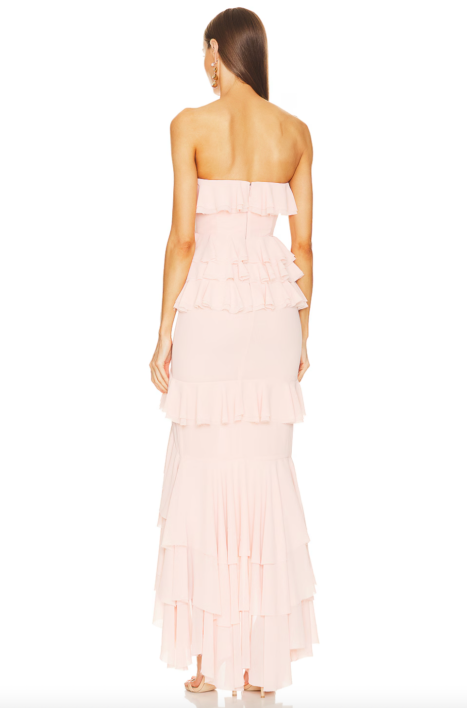 Elevate your style with the Oleksandra Maxi Dress. This luxurious, rose-colored dress features ruffled details and a daring open back, perfect for making a statement at any event. The flowy, sleeveless design and off-the-shoulder silhouette add a touch of elegance to this party-ready piece.