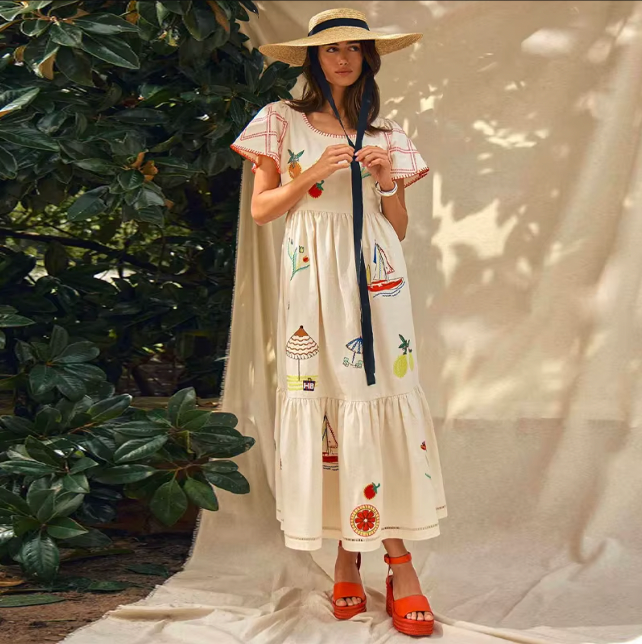 Elevate your style with the Peyton Maxi Dress. Its vibrant summer embroidery adds a pop of color, while its elegant silhouette ensures you'll steal the spotlight at any occasion. Accessorize to make it your own and let your fashion sense shine.