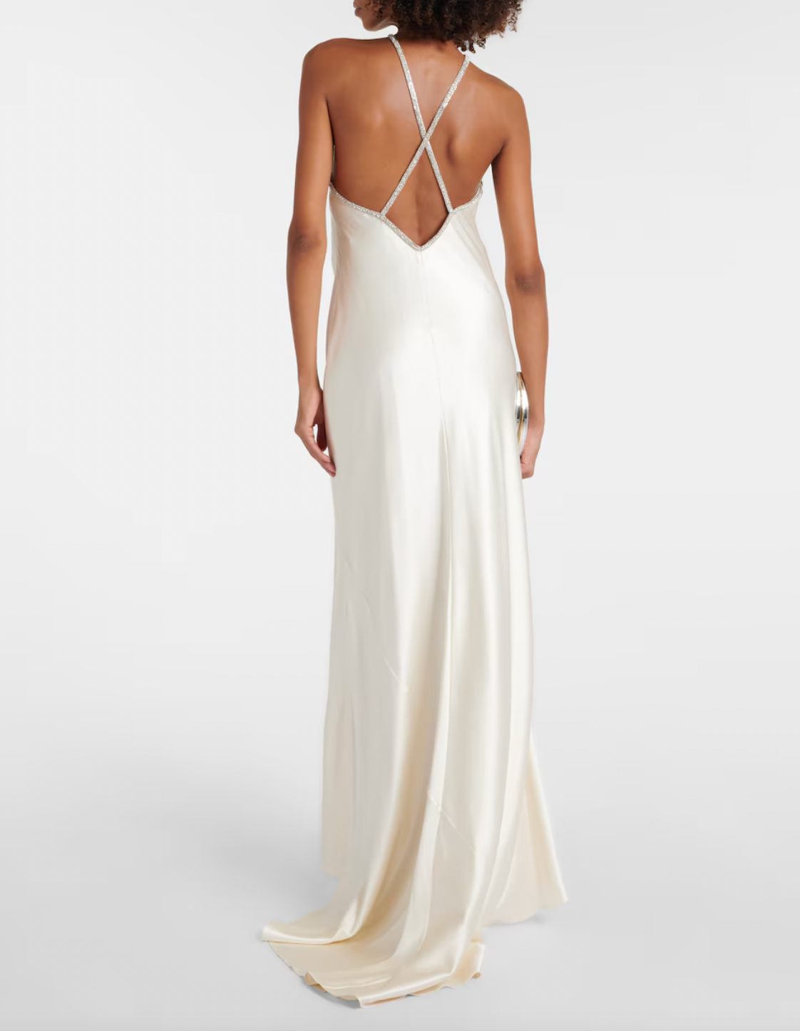 This Roland Mouret's Embellished Satin Gown exudes timeless sophistication. Made of luxurious silk satin, it features a stunning open back with lace-up detail and elegant A-Line silhouette. Perfect for any special occasion, this halter gown is designed to make you feel confident and beautiful.