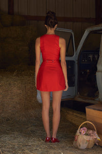 Indulge in the luxurious and timeless style of the Rouge Mini Dress. Crafted with a soft cotton fabric, this button-down dress features self-covered snaps for a functional and sophisticated touch. The adjustable ring and slider waist at the center back allows for a perfect fit, while exuding an aura of elegance and charm. Elevate your wardrobe with this exclusive piece.