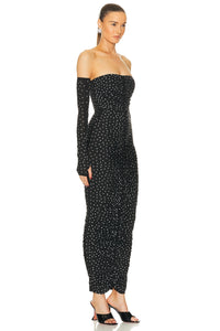 Looking for a show-stopping dress that will make you feel like a star? The Alex Perry Dress has got you covered! Featuring a crystal ruched design and column silhouette, this glove dress will accentuate your curves and add some sparkle to your look. Embrace your inner glamour with this elegant and stylish piece.