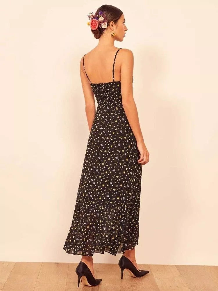 Upgrade your summer wardrobe with our Crimini Slip Dress! This elegant midi dress features a sweetheart neckline, delicate spaghetti straps, and a flirty ruffled hem. Perfect for any occasion, its vintage floral print adds a touch of sophistication. Get ready to turn heads and feel confident in this stylish and versatile dress.