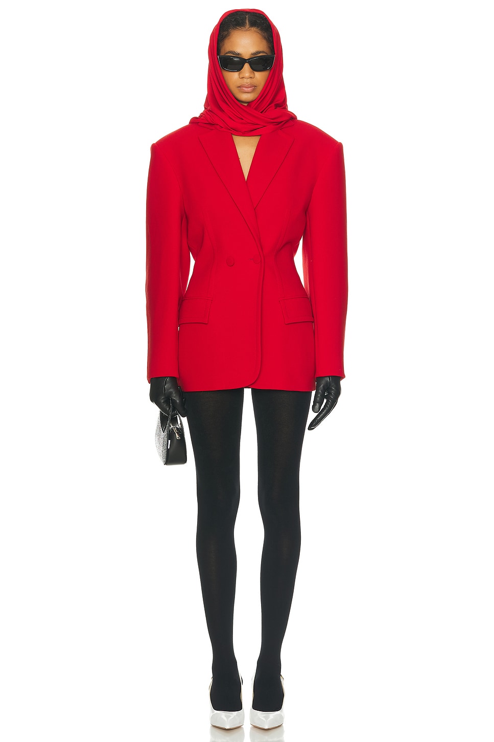 Unleash your confidence and style with the oversized wool-blend blazer from Magda Butrym. The oversized hourglass design, single-button closure, and adjustable cinched waist will have you taking on the world effortlessly. Boxy shoulders add a bold edge to your look, perfect for the risk-takers out there!