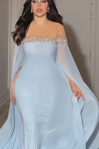 Elevate your style with the Sarah Gown. This exquisite Luxury Crystal Baby Blue Evening Dress is adorned with intricate crystal detailing, ensuring a truly luxurious experience. Perfect for weddings and special occasions, the kaftan style offers a comfortable and flattering fit, making you the center of attention. Order now and be the belle of the ball.