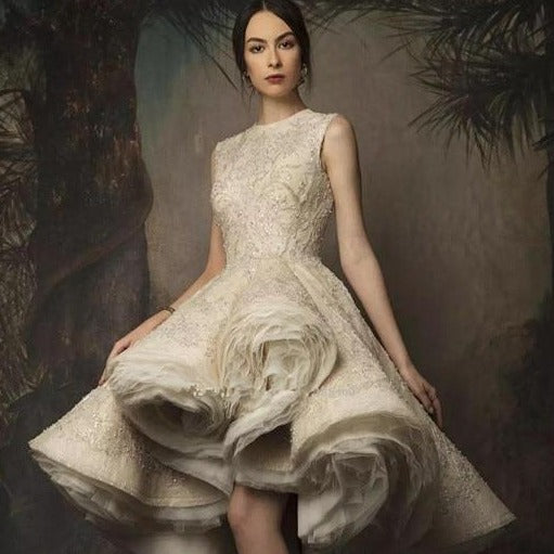 "Discover elegance and refinement with our Robe Alyssa, a delicate cocktail gown designed for high fashion events. Experience the perfect blend of style and sophistication with this must-have piece."