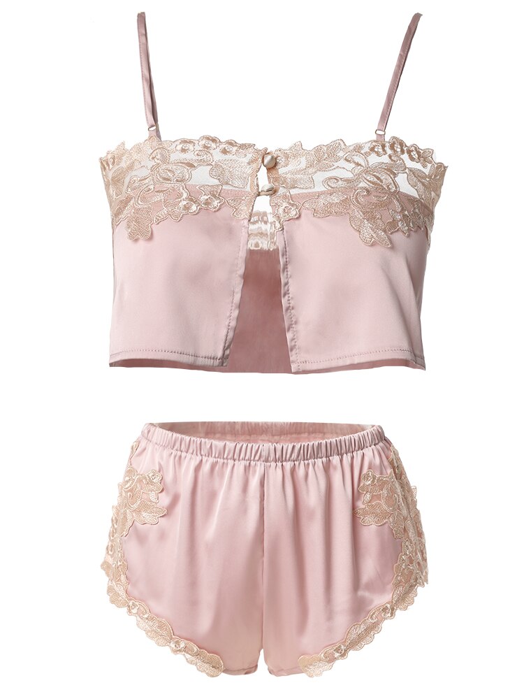 This silky two-piece set is the perfect addition to your sleepwear collection. The French lace and sweet design add a touch of femininity, while the comfortable fit makes it perfect for lounging at home. Get ready to feel Sexy, stylish, and comfortable in your new Ensemble Renata!