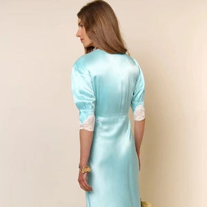 Achieve an elegant and sophisticated look with our Robe Anna. Made with high-quality satin fabric, this dress exudes luxury and glamour. Perfect for special occasions, its sleek design will make you stand out and feel confident. Elevate your style with our Robe Anna.
