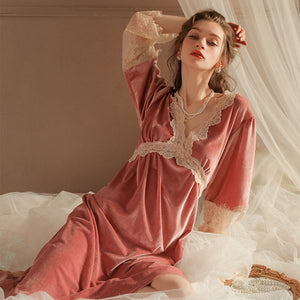 Introducing the Nightgown Aline, a luxurious and elegant addition to your sleepwear collection. Crafted with princess-inspired design and embroidered details, this fluffy robe will make you feel like royalty. Enjoy a comfortable and cozy night's sleep with its Aline cut that allows for easy movement. Experience the ultimate sleep experience with our Nightgown Aline.